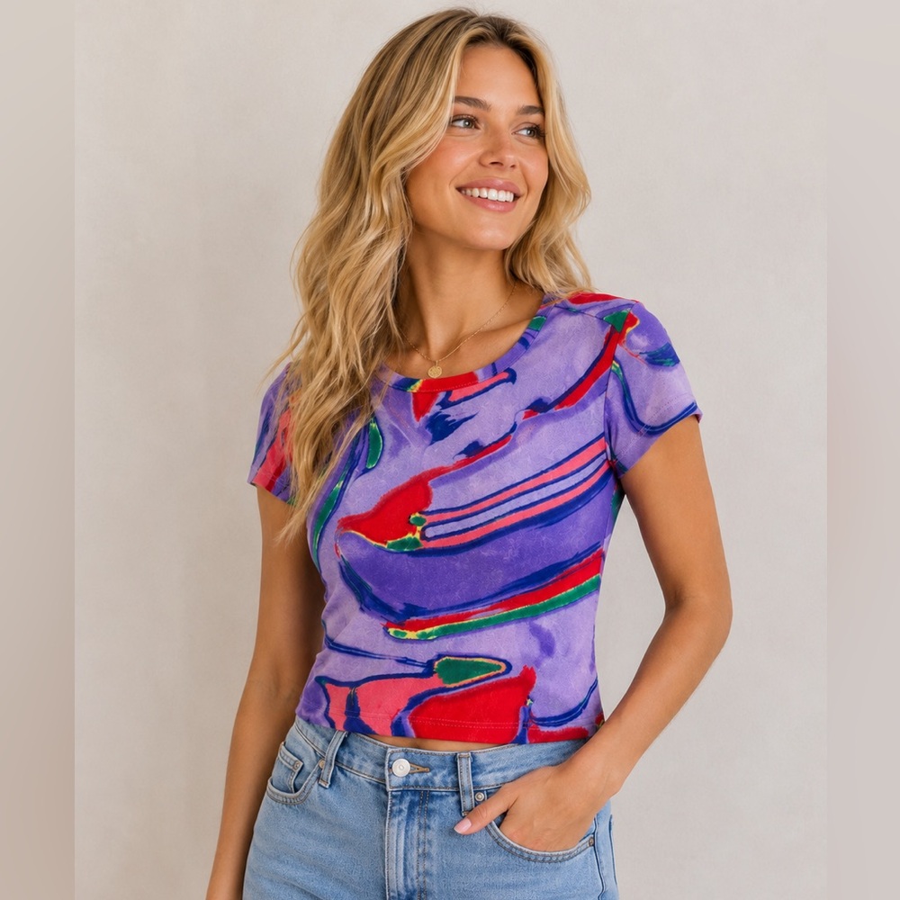 Juicy Couture Y2K Terry Cloth Psychedelic Tee